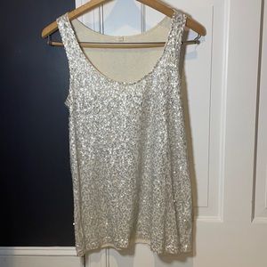 j.crew sequin cream tank top